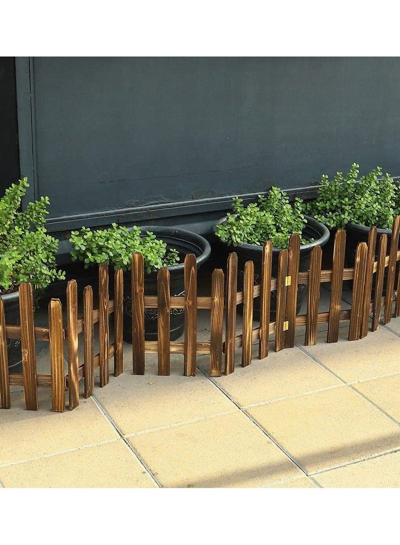 LINGWEI Wood Picket Garden Fence Brown - Image 2