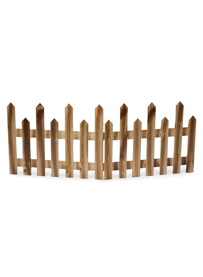 LINGWEI Wood Picket Garden Fence Brown - Image 4