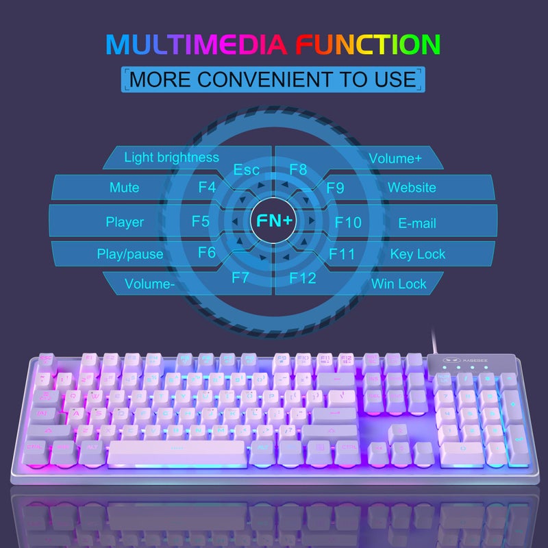 MageGee Gaming Keyboard and Mouse Combo, K1 RGB LED Backlit Wired Keyboard with 104 Key Computer PC Gaming Keyboard for PC/Laptop (Purple) - Image 4