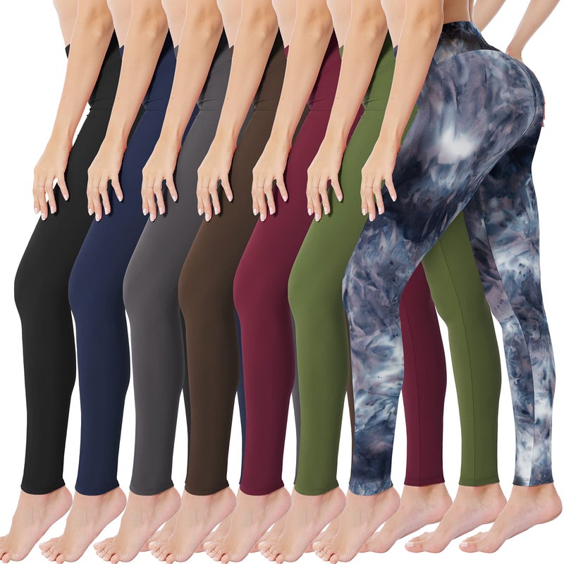 VALANDY Creamlush 7 Pack High Waisted Leggings for Women Soft Athletic Tummy Control Pants for Running Cycling Yoga Workout - Image 1