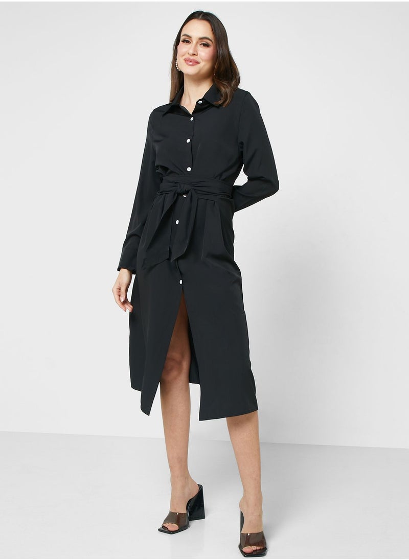 ELLA - Belted Shirt Dress - Image 1