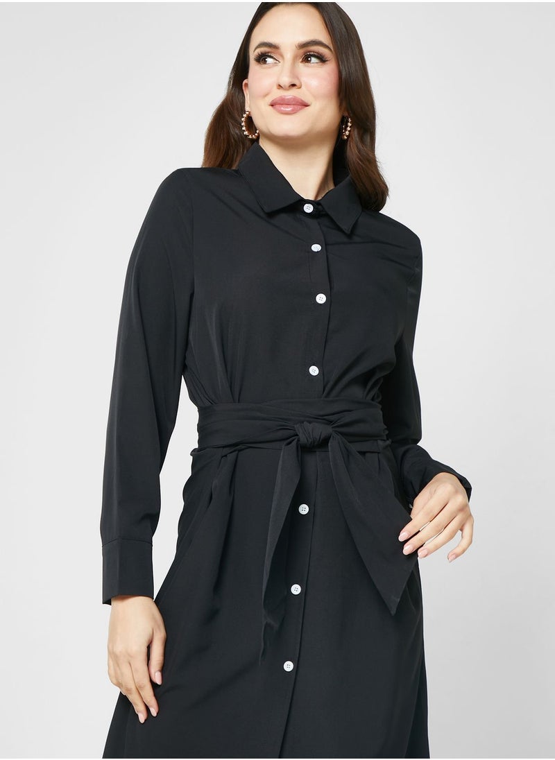 ELLA - Belted Shirt Dress - Image 1