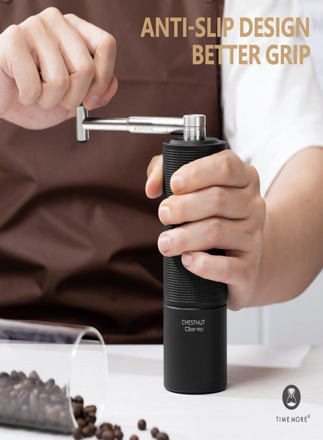 TIMEMORE Chestnut C3 ESP Pro Hand Coffee Grinder, Stainless Steel S2C Conical Burr Manual Coffee Grinder with Foldable Handle, Adjustable Grind Setting for Espresso to French Press - Black - Image 5