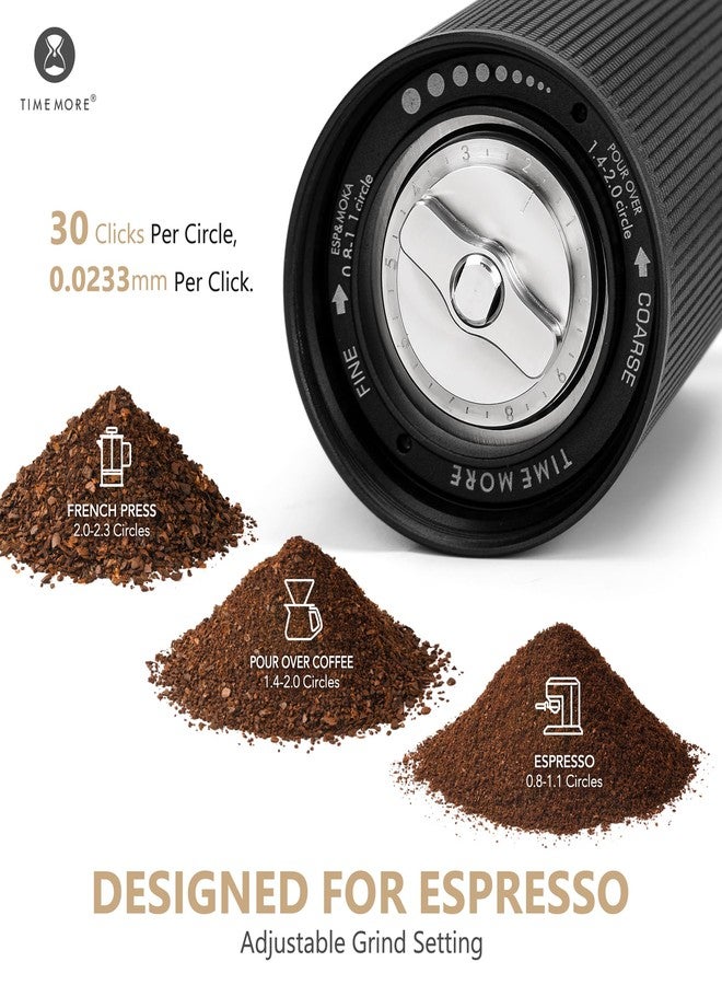 TIMEMORE Chestnut C3 ESP Pro Hand Coffee Grinder, Stainless Steel S2C Conical Burr Manual Coffee Grinder with Foldable Handle, Adjustable Grind Setting for Espresso to French Press - Black - Image 3