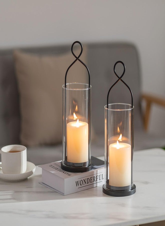 Walasis Wall Candle Holder Set of 2: Black Metal Modern Hurricane Candle Lantern Decoration for Outdoor - Minimalist Candle Sconces Wall Decor for Bedroom Hallway Bedide TV - Image 4