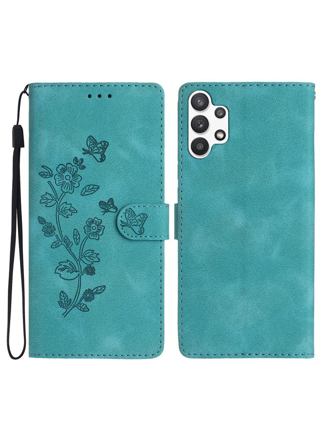 اس-توب جراب لهاتف Samsung Galaxy A13 4G مصنوع من الجلد بنقشة زهور وفراشة - Image 1