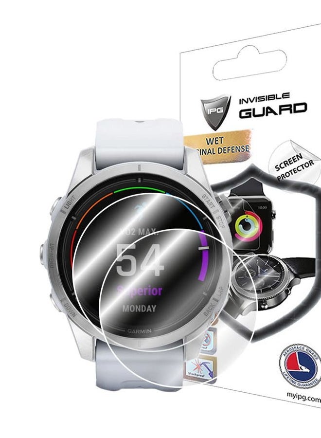 IPG حماية شاشة هيدروجيل غير مرئية لجهاز Garmin epix™ Pro (الجيل 2) القياسي - ساعة ذكية من الياقوت (2 وحدة) فيلم شفاف HD مضاد للخدش - سلس/شفاء ذاتي/فقاعات للنسخة الاحترافية (42 مم) - Image 1