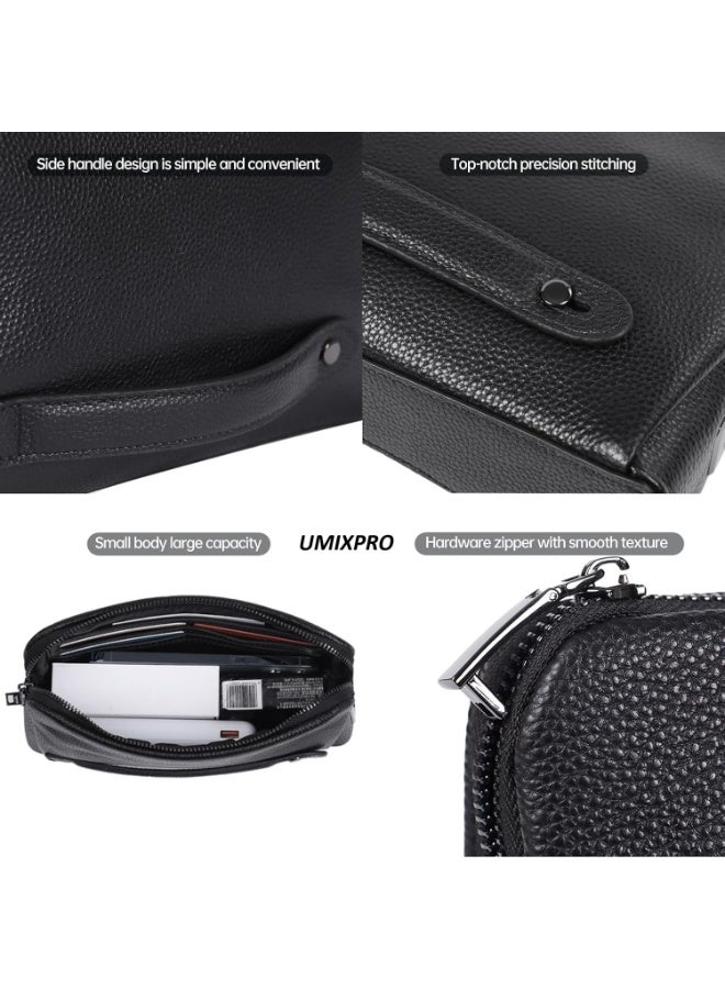UMIXPRO Smart Fingerprint Leather Wallet for Men, Zipper Clutch with Anti-Theft Lock, Black - Image 4