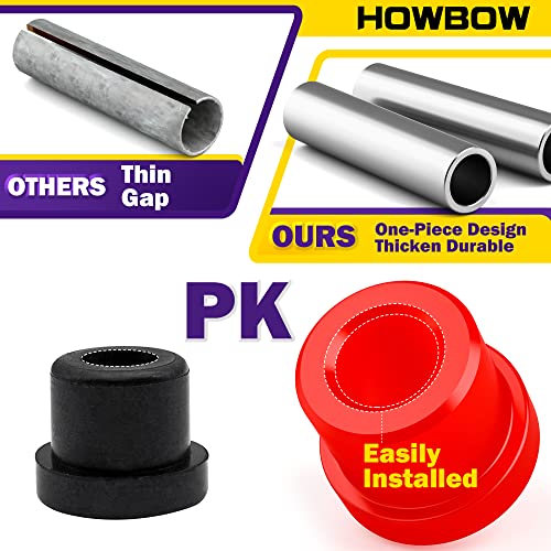 HOWBOW Club Car DS Front & Rear Leaf Spring Bushing Kit, Golf Cart Leaf Spring Polyurethane Bushing and Sleeves for 1981-Up DS, Upgraded Red GolfCart Suspension Shackle Parts OE Replaces 1012303 1015583 - Image 3