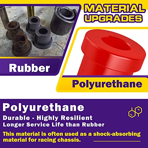 HOWBOW Club Car DS Front & Rear Leaf Spring Bushing Kit, Golf Cart Leaf Spring Polyurethane Bushing and Sleeves for 1981-Up DS, Upgraded Red GolfCart Suspension Shackle Parts OE Replaces 1012303 1015583 - Image 2