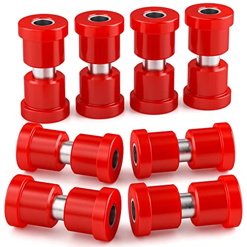 HOWBOW Club Car DS Front & Rear Leaf Spring Bushing Kit, Golf Cart Leaf Spring Polyurethane Bushing and Sleeves for 1981-Up DS, Upgraded Red GolfCart Suspension Shackle Parts OE Replaces 1012303 1015583 - Image 1