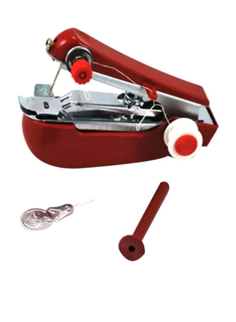 Mini Portable Handheld Sewing Machine (Red/Chrome)