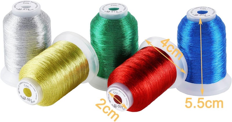 New brothread 20 Assorted Colors Metallic Embroidery Machine Thread Kit 500M (550Y) Each Spool for Computerized Embroidery and Decorative Sewing - Image 4