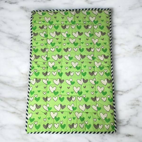 Fabrify 100% Cotton Newborn Baby Godadi, Baby Bed, Mattress, Rilka, Bedsheet (0-6 Months, Multi Color)(70x50 CM, Green) - Image 1