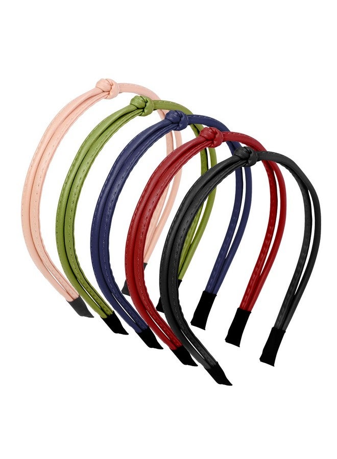 ووفوووفو 5 قطع من عصابات الرأس الجلدية للنساء عصابات شعر لطيفة للنساء عصابات شعر للنساء عصابات رأس رفيعة مريحة عصرية إكسسوارات شعر نسائية - Image 1