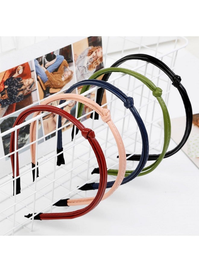 ووفوووفو 5 قطع من عصابات الرأس الجلدية للنساء عصابات شعر لطيفة للنساء عصابات شعر للنساء عصابات رأس رفيعة مريحة عصرية إكسسوارات شعر نسائية - Image 4