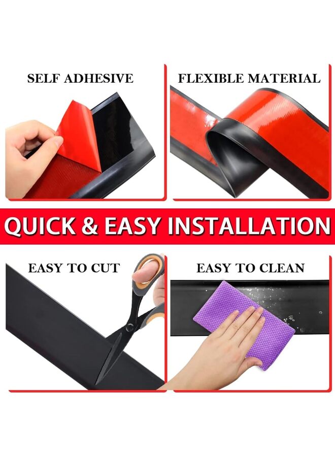 LAMAY 3pcs Vinyl Wall Base Baseboard Molding Trim 4" Flexible Self Adhesive Rubber Wall Base Moulding Trim Peel and Stick Design - Image 2