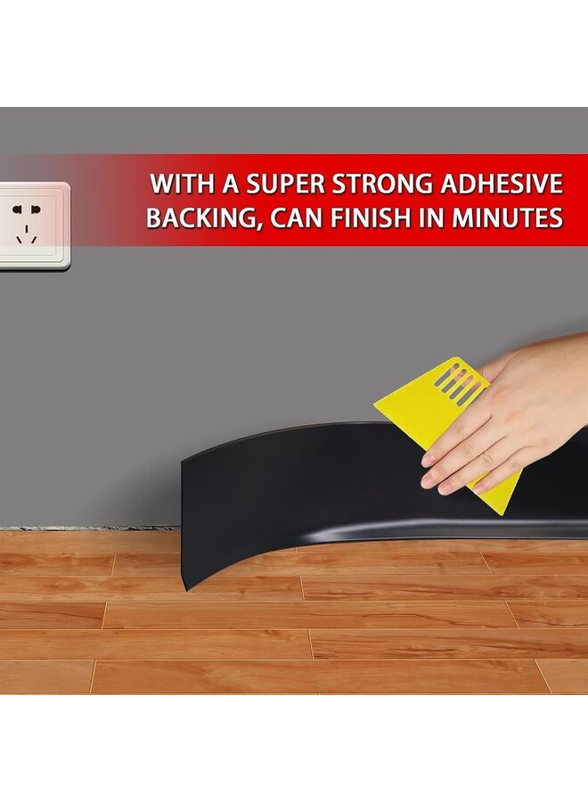 LAMAY 3pcs Vinyl Wall Base Baseboard Molding Trim 4" Flexible Self Adhesive Rubber Wall Base Moulding Trim Peel and Stick Design - Image 5