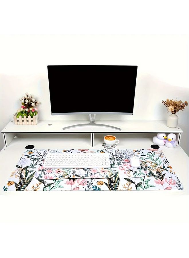 Blue Large Ergonomic Mouse Pad With Wrist Support Non Slip Rubber Base Coaster Set 90x40cm Desk Setup For Office Home - Image 3