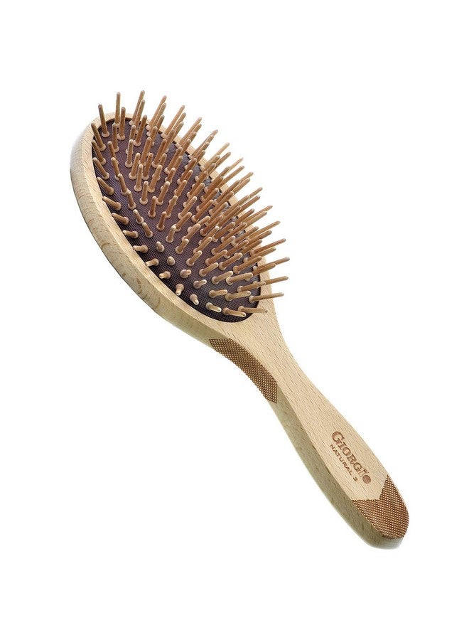 جورجيو فرشاة شعر خشبية صديقة للبيئة - فرشاة كبيرة لفك التشابك وفرشاة نمو الشعر للشعر الكثيف أو الطويل - فرشاة شعر مجداف بيضاوية مصنوعة من خشب الزان المضاد للكهرباء الساكنة، وسادة تدليك من السيليكون - Image 1