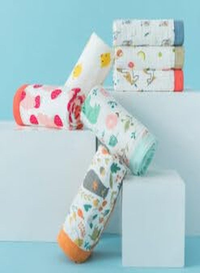 Fabrify Pure Organic Cotton 6 Layer Muslin Blanket for Baby | Ultra-Soft Swaddling Towel for Newborns and Toddlers |110 X110 Cm | 0-3 Years (Mix Design), Pack of 1, Multicolor - Image 5
