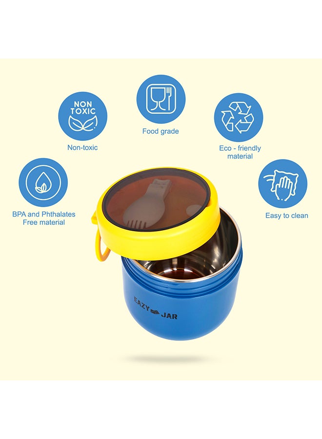 Eazy Kids صندوق غداء من الفولاذ مع ملعقة قابلة للطي - أزرق - Image 5