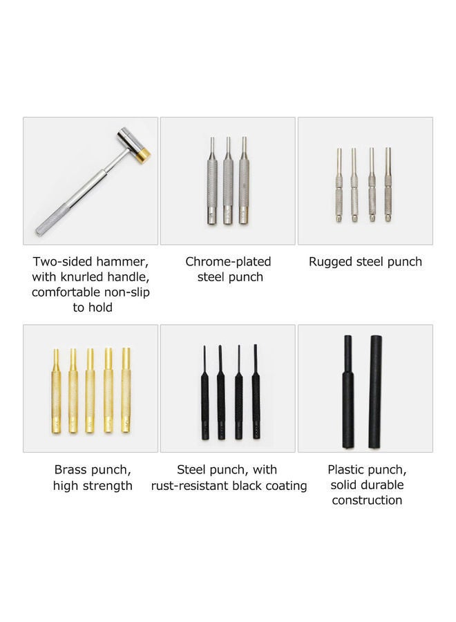 NIBEMINENT 19 Pieces Punch Set For Watch Jewelry And Craft Multicolour 23.00X4.60X15.50cm - Image 5