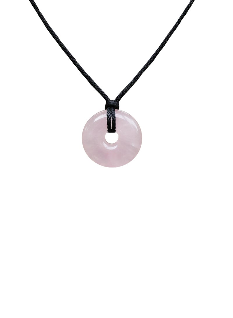 British Fossils Donut Pendant 6Mm Rose Quartz Necklace - Image 1