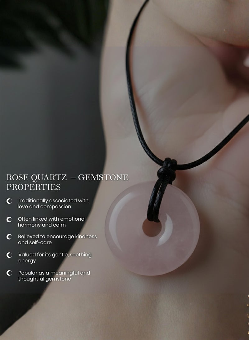 British Fossils Donut Pendant 6Mm Rose Quartz Necklace - Image 5