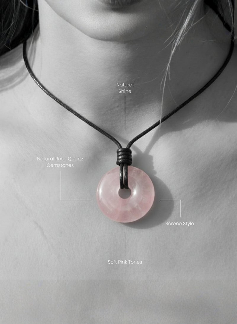 British Fossils Donut Pendant 6Mm Rose Quartz Necklace - Image 3