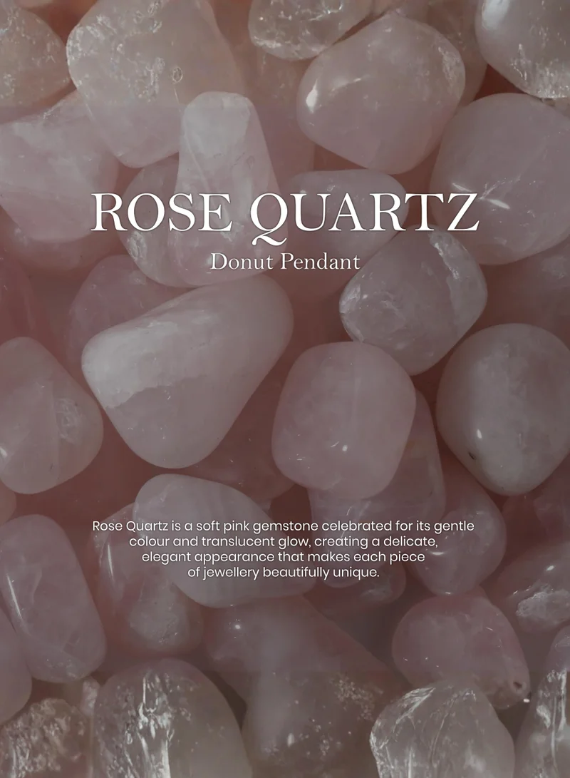 British Fossils قلادة دونات 6 ملم بالكوارتز الوردي