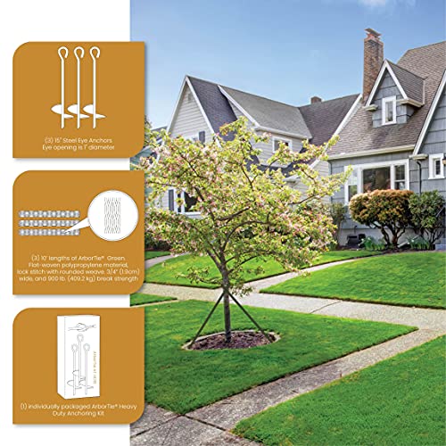 DeepRoot ArborTie Heavy-Duty Ground Anchoring Kit for Tree Support, Includes Three 10’ ArborTie Green and Three 15” Steel Eye Earth Anchors, Versatile Tree Stake Kit, Landscaping Stakes (AT HD15) - Image 5