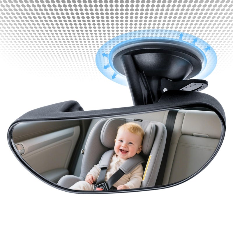 GES Rear View Mirror - 360 Degree Adjustable, Strengthen Suction Cup for Car - 5.9 x 2.2Inch - Black - Image 1