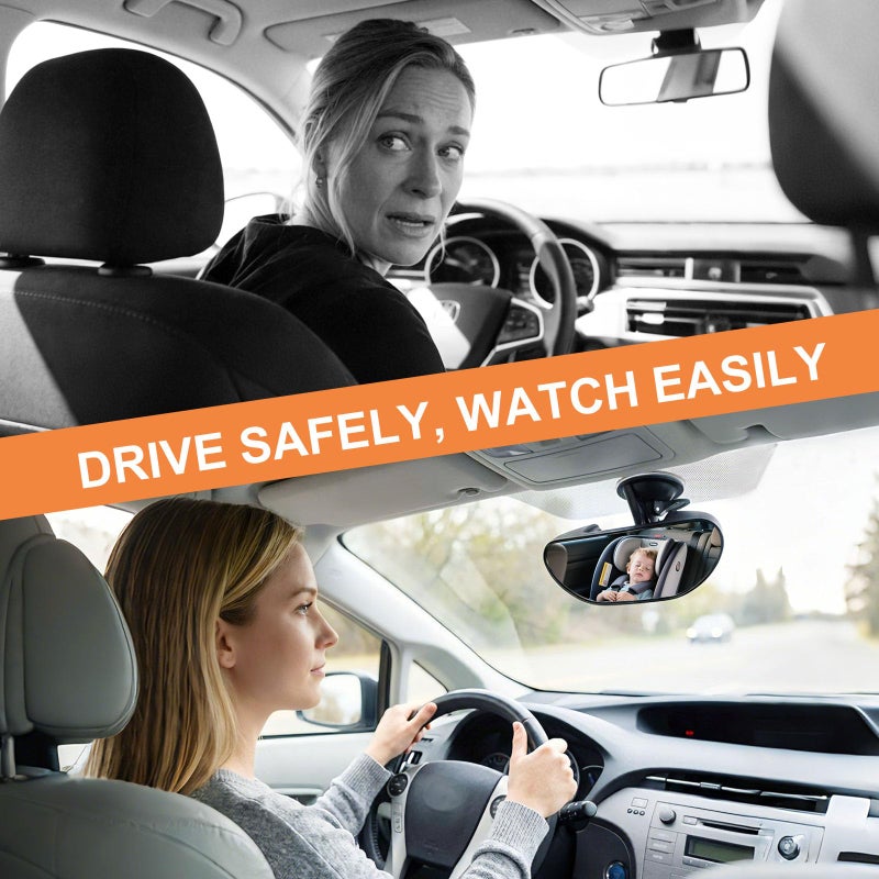 GES Rear View Mirror - 360 Degree Adjustable, Strengthen Suction Cup for Car - 5.9 x 2.2Inch - Black - Image 3