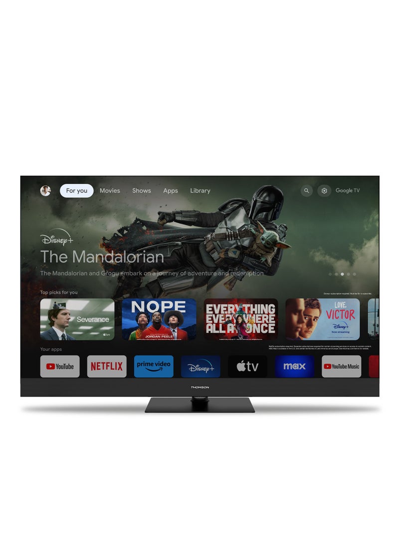 Thomson تلفاز ذكي جوجل QLED من طومسون 50 بوصة - موديل 2025 مع رؤية دولبي وأتموس، تحكم صوتي ذكي، مساعد جوجل، تطبيقات يوتيوب ونتفليكس مدمجة، تصميم أرجل جانبية، تلفاز ذكي بشاشة QLED - Image 2