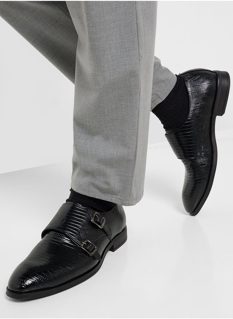 Robert Wood - Snake Print Formal Monk Shoes - Image 1