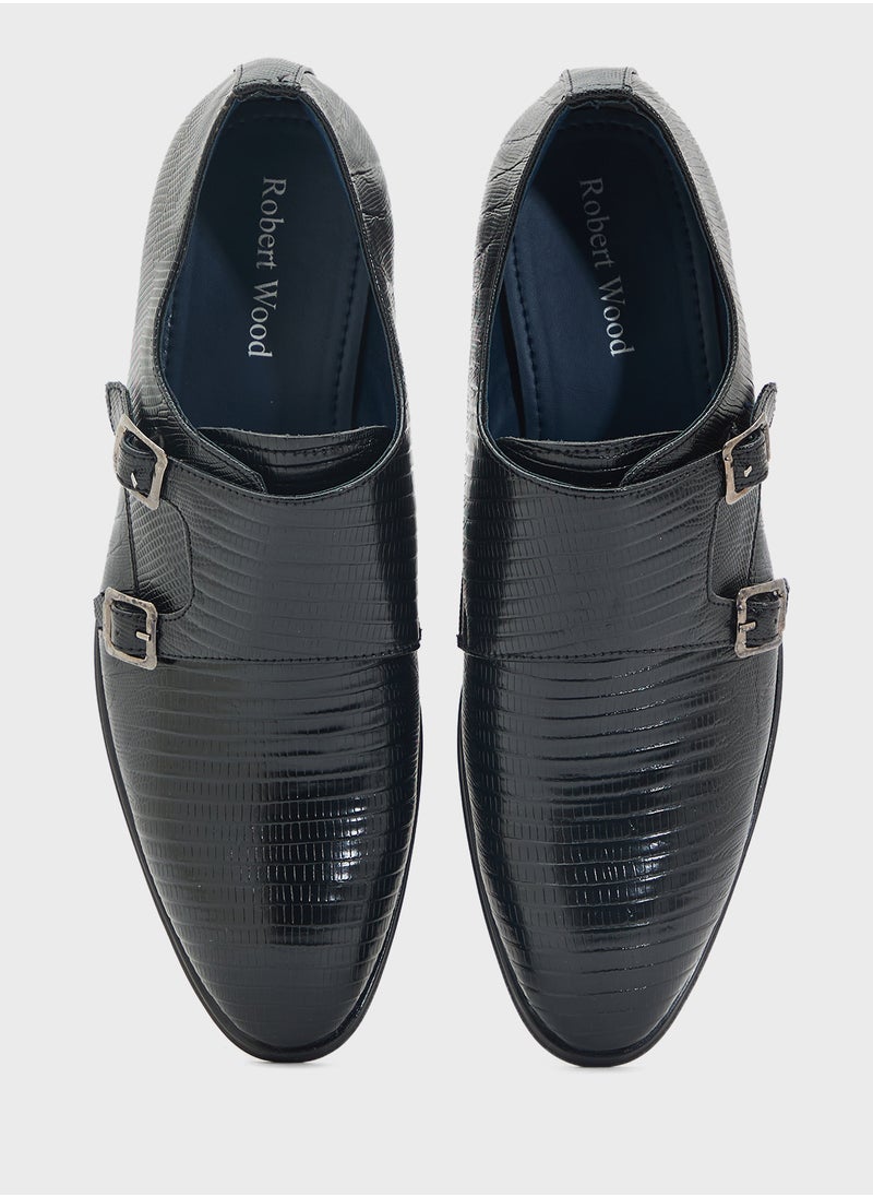 Robert Wood - Snake Print Formal Monk Shoes - Image 1