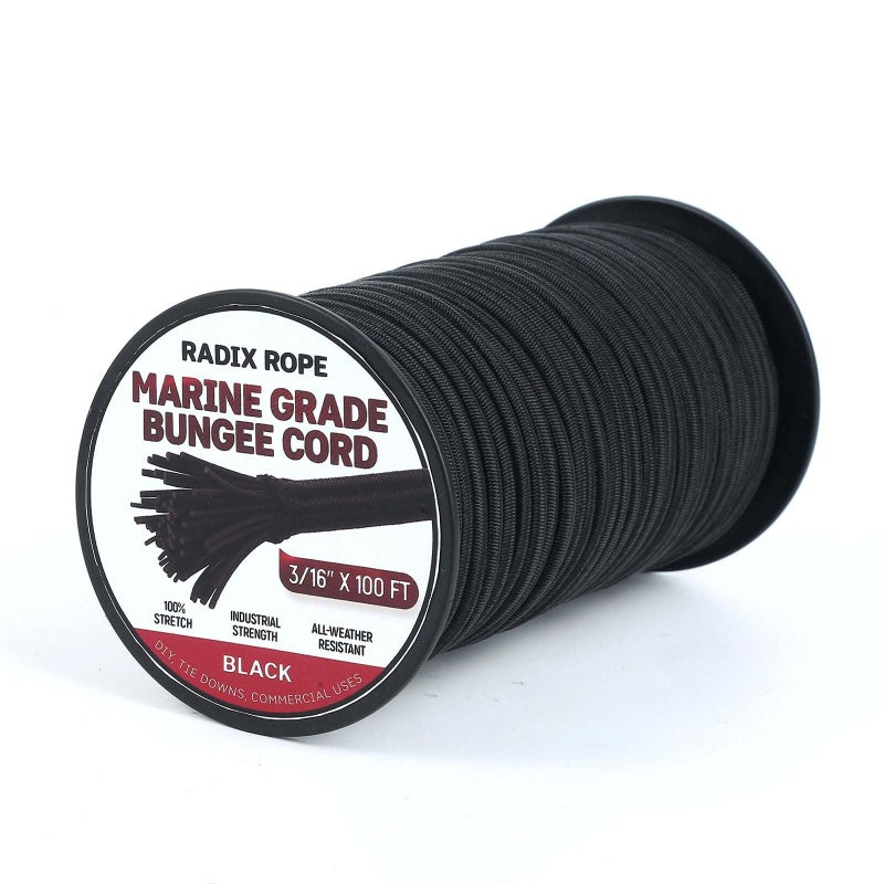 Radix Rope Marine Grade Bungee Cords Heavy Duty Outdoor Bungee Cord Roll 100 Stretch Elastic Cord and Absorbent Bungee Shock Cord for Kayak Deck Camping Crafting 316 x 100ft - Image 2