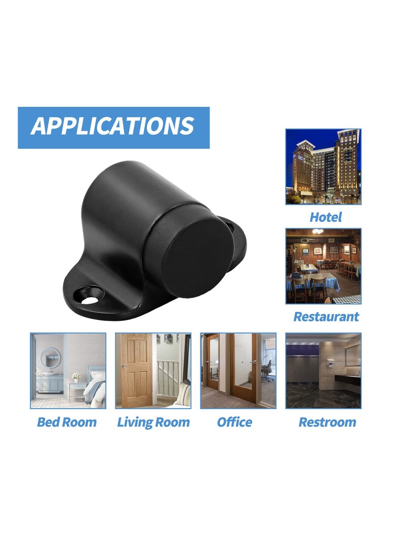 Zikra 2Pcs Floor Mount Door Stopper Heavy Duty Stop Flat Doorstop with Rubber Bumper Stainless Steel Screws 1.06 Inch Height Black - Image 2