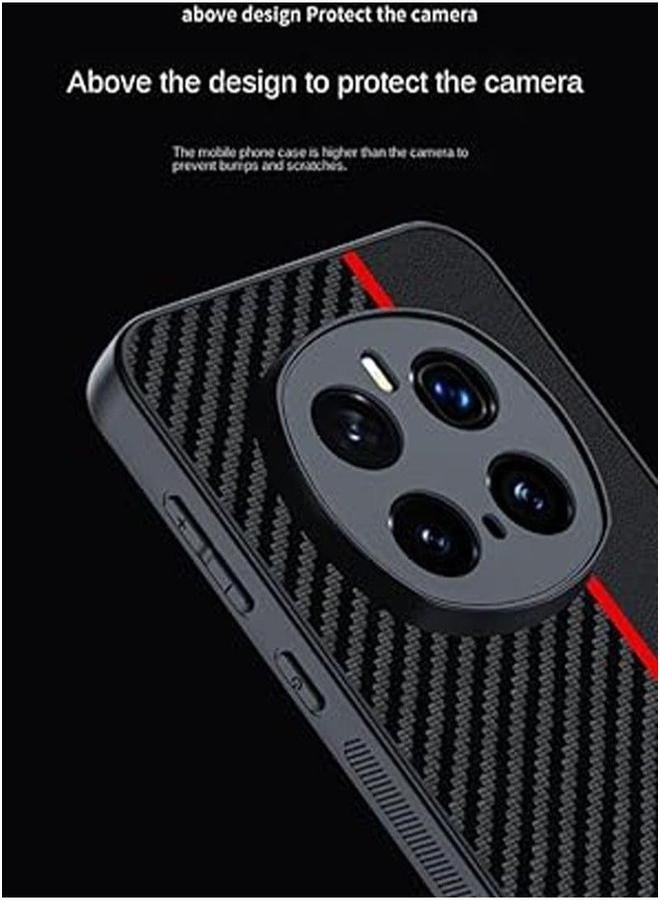 Case Compatible with Honor Magic 7 Pro Case, Carbon Fiber Texture Pattern Plain Leather Soft Bumper Lightweight Anti-Fall Shockproof Protective Cover - Image 5