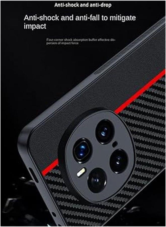 Case Compatible with Honor Magic 7 Pro Case, Carbon Fiber Texture Pattern Plain Leather Soft Bumper Lightweight Anti-Fall Shockproof Protective Cover - Image 4