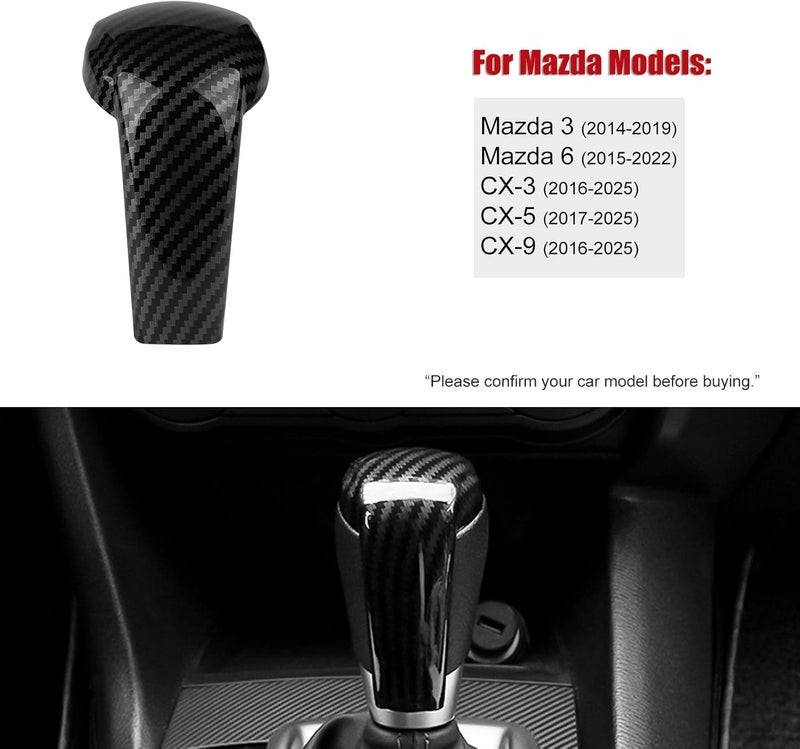 ANFOKAS متوافق مع مازدا CX-5 CX-9 CX-3 6 3 ملحقات غطاء مقبض نقل الحركة غطاء تزيين لوحة التروس ملصق ديكور داخلي رياضي - نمط ألياف الكربون - Image 3