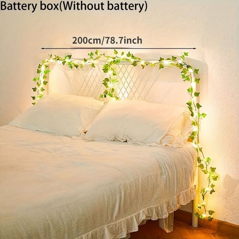 2pcs Ivy Vine With Warm Lights 2m Artificial Green Garland For Wedding Christmas Party Battery Decor - Image 5