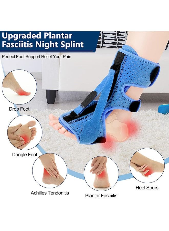 التهاب اللفافة الأخمصية ليلا جبيرة ، مع 3 قابل للتعديل حزام اللفافة الأخمصية تخفيف قوس ، تخفيف التهاب اللفافة الأخمصية ، تدلى القدم ، التهاب الأوتار الكعبية ( الأزرق ) - Image 3