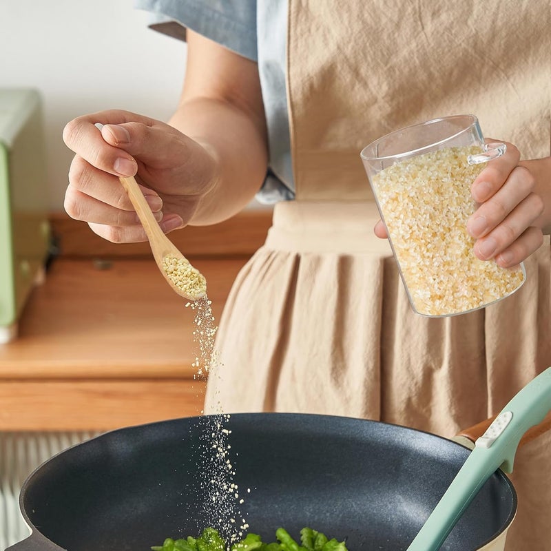 UREVO Set of 6 Pcs Glass Storage Jar with Bamboo Lids and bamboo Spoon, Airtight Food Jars Kitchen Food Storage Containers For Serving Tea, Coffee, Flour, Sugar, Candy, Cookie, Spice - Image 5