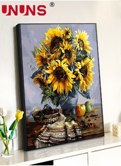 UNUNS Paint By Number For Kids,40x50cm Canvas Oil Painting With Frame,Sunflower Vase DIY Oil Painting Kits For Children,Gifts For Painting Lovers  - Image 2