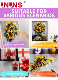 UNUNS Paint By Number For Kids,40x50cm Canvas Oil Painting With Frame,Sunflower Vase DIY Oil Painting Kits For Children,Gifts For Painting Lovers  - Image 4