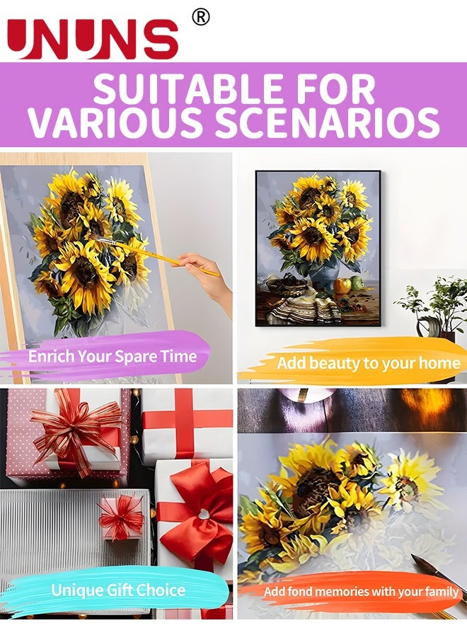 UNUNS Paint By Number For Kids,40x50cm Canvas Oil Painting With Frame,Sunflower Vase DIY Oil Painting Kits For Children,Gifts For Painting Lovers  - Image 4