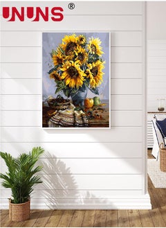 UNUNS Paint By Number For Kids,40x50cm Canvas Oil Painting With Frame,Sunflower Vase DIY Oil Painting Kits For Children,Gifts For Painting Lovers  - Image 5