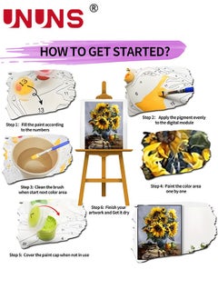 UNUNS Paint By Number For Kids,40x50cm Canvas Oil Painting With Frame,Sunflower Vase DIY Oil Painting Kits For Children,Gifts For Painting Lovers  - Image 3